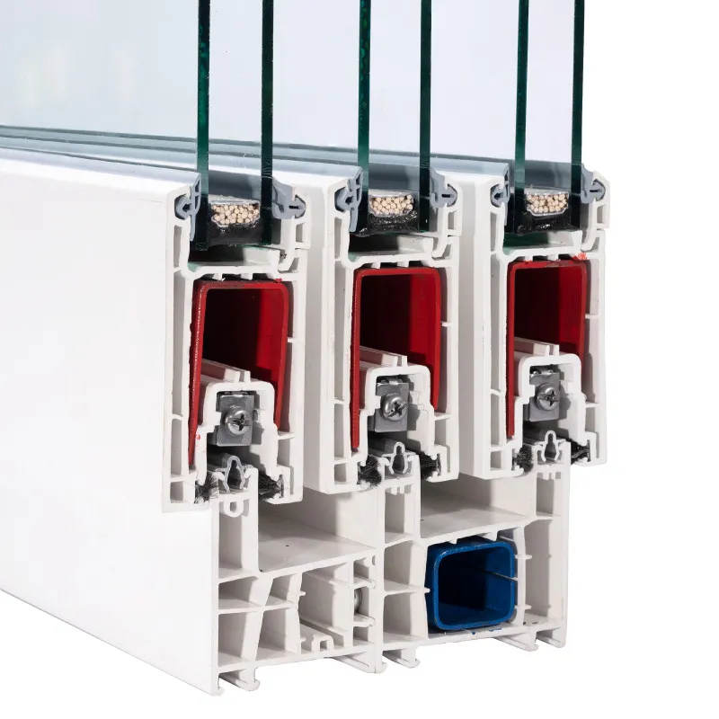 VEKA Ekosol 70: VEKA Ekosol 70, 3-Schienen-Schieberahmen 64x125mm, Balkonschiebetürflügel 90x45mm